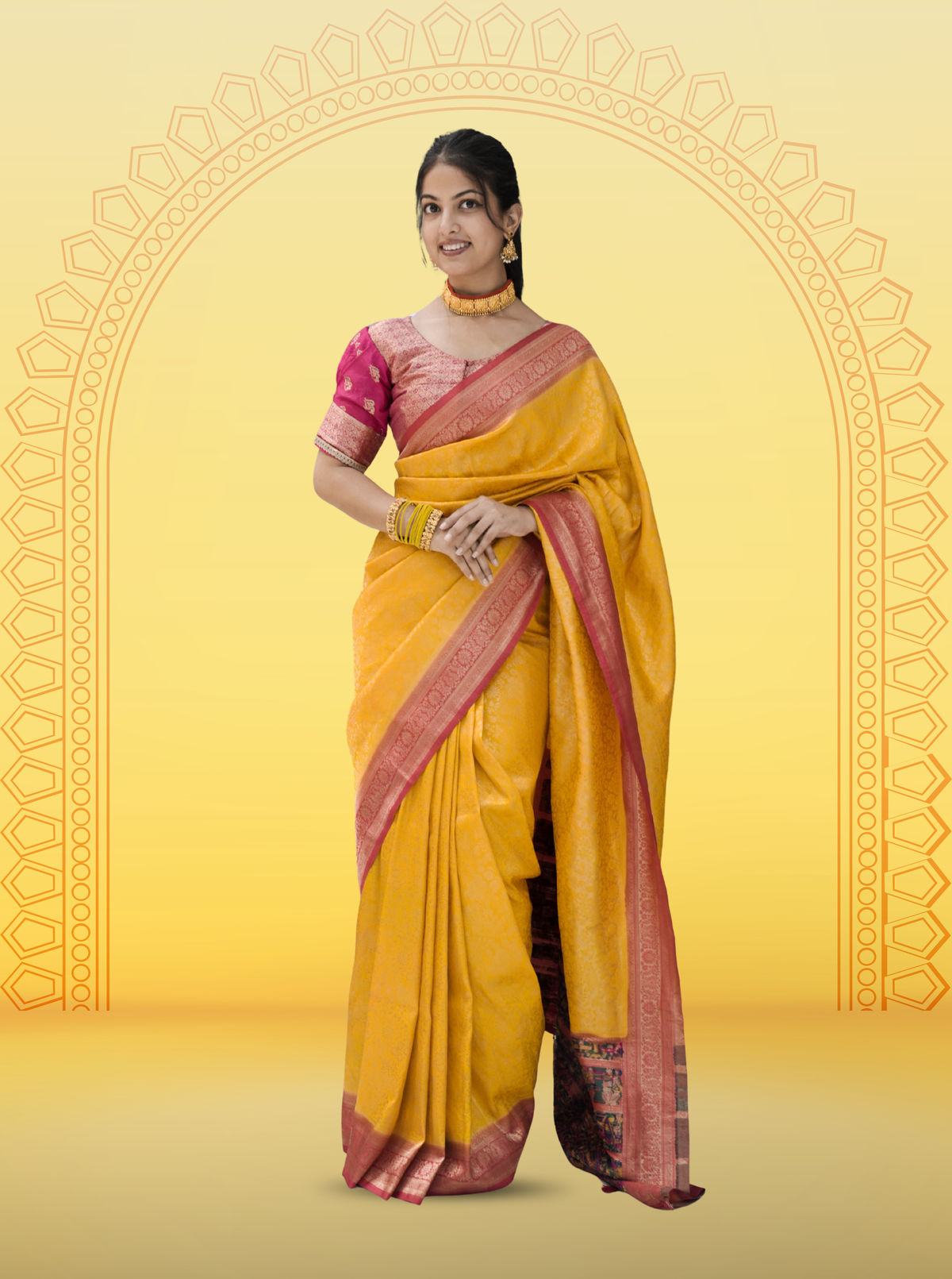 Yellow Festive Saree for Haldi, Ganesh Puja & Grah Pravesh | Elegant Occasion Wear