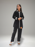 Black Lycra Velvet with White Thread Work Co-ord Set
