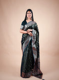 Ramaa Black Satin Silk Banarasi Saree