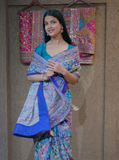 Firozi Blue Gajji Satin Silk with Aari Sequence Work