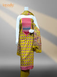 Yellow Unstitched Cotton Suits with Pattern Work