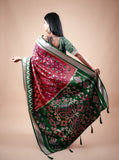 Mehroon Banarasi Saree with Contrast Border, Pallu and Blouse