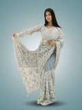 Stitched Full Sleeve Blouse Sky Mist Party Wear Saree