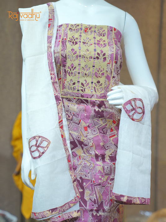 Light Purple Beautiful Pattern Unstitched Suit