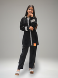 Black Lycra Velvet with White Thread Work Co-ord Set