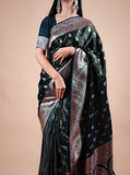 Ramaa Black Satin Silk Banarasi Saree