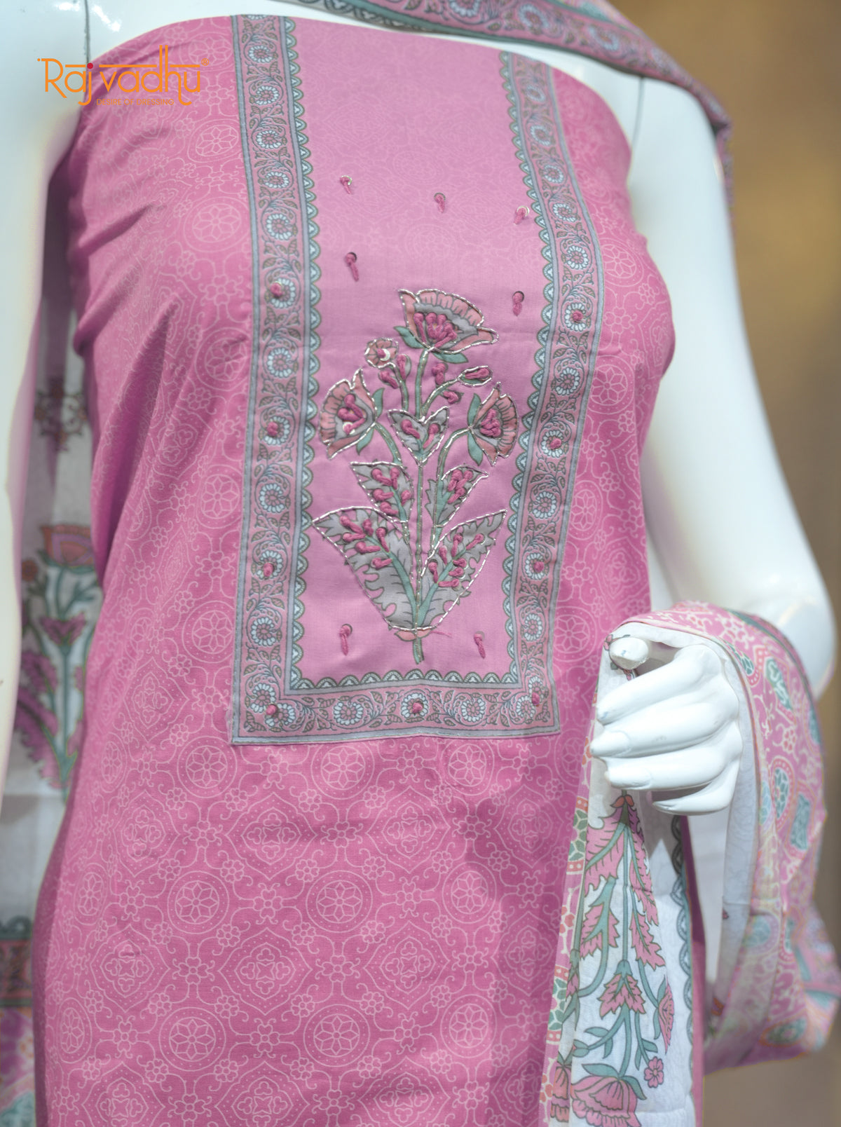 Yellow Unstitched Cotton Suits Flower Pattern