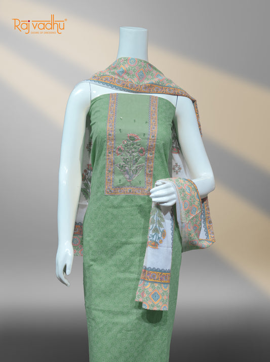 Yellow Unstitched Cotton Suits Flower Pattern