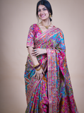 Multicolor Gajji Silk Saree with Sequence Work