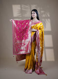 Yellow Color Designer Dupatta Paired Saree with Blouse Piece
