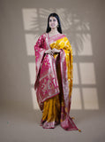 Yellow Color Designer Dupatta Paired Saree with Blouse Piece