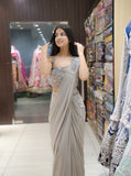 Champagne Glow Pre-Draped Designer Saree