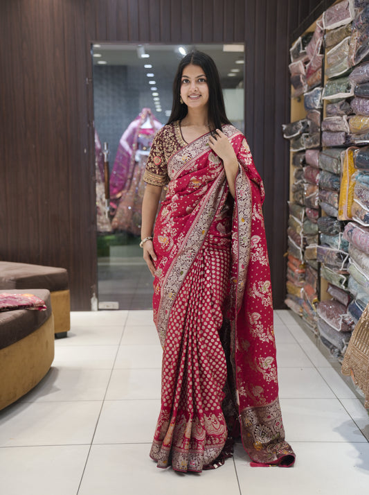 Elegant Banarasi Silk Party Wear Saree with Stitched Blouse