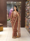 Stitched Blouse Soft Net Party Wear Saree