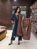 Comfort Fit Blue Cotton Casual Suit with Pockets