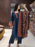 Comfort Fit Blue Cotton Casual Suit with Pockets
