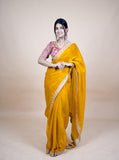 Sparkle Edition Stitched Blouse Saree – Yellow
