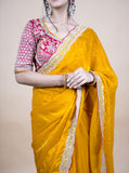 Sparkle Edition Stitched Blouse Saree – Yellow