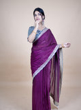 Sparkle Edition Stitched Blouse Saree – Purple