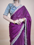 Sparkle Edition Stitched Blouse Saree – Purple