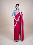 Sparkle Edition Stitched Blouse Saree – Red