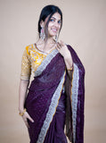 Sparkle Edition Stitched Blouse Saree – Wine