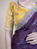 Sparkle Edition Stitched Blouse Saree – Wine