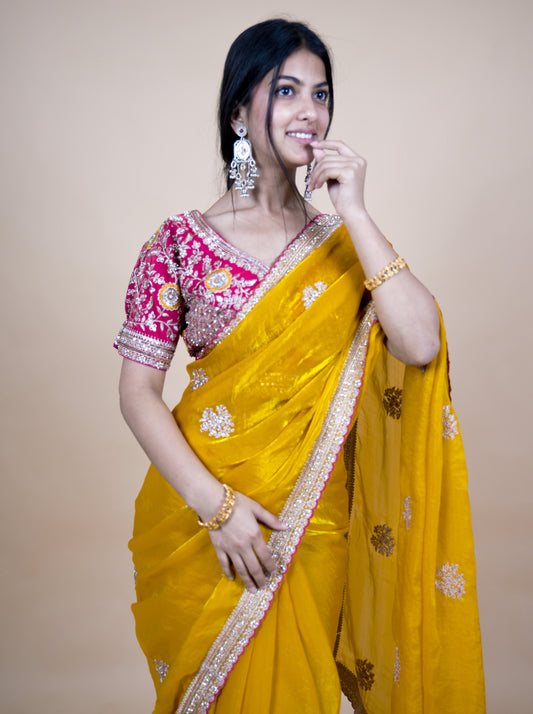 Elegant Stitched Blouse Saree – Budget Collection