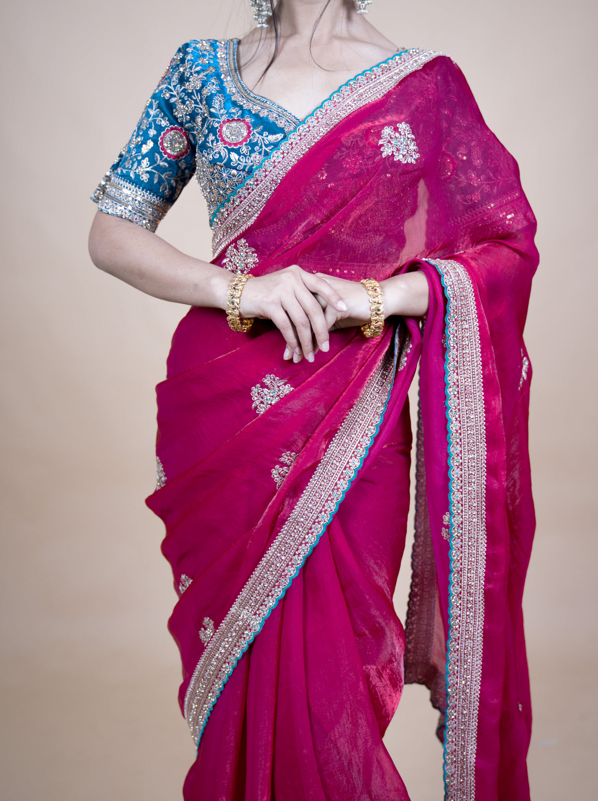 Elegant Stitched Blouse Saree – Budget Collection