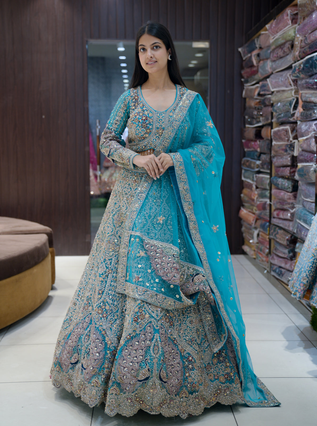 Designer Blue Crop Top Co-ord Party Set