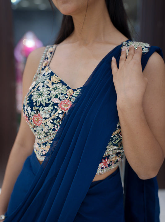 Designer Ready-to-Wear Saree - Blue