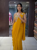 Designer Ready-to-Wear Saree - Yellow