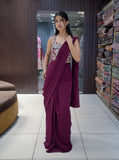 Designer Ready-to-Wear Saree - Mehroon