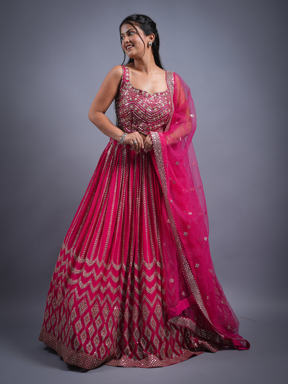 RANI COLOUR VISCOS GEORGETTE WITH HANDWORK PARTYWEAR LEHENGA
