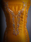 YELLOW PURE SHIMMER TOP & DUPATTA WITH PURE CREAP BOTTOM FULLY HANDWORK HALDI & PARTY WEAR READY TO STICH SUIT