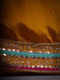 YELLOW PURE SHIMMER TOP & DUPATTA WITH PURE CREAP BOTTOM FULLY HANDWORK HALDI & PARTY WEAR READY TO STICH SUIT