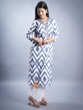 WHITE COLOUR V NECK COTTON WITH CHICKENKARI BOTTOM 3 PCS SET
