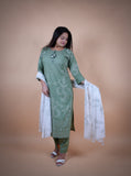 three piece suit olive green