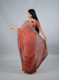 Peach Kumudh Silk Saree With Beads Work With Stitch Blouse