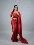 Red Kumudh Silk Saree With Beads Work With Stitch Blouse